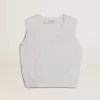 Ärmelloses Tanktop für Damen aus babyblauem Strick