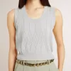 Ärmelloses Tanktop für Damen aus babyblauem Strick