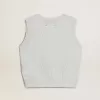 Ärmelloses Tanktop für Damen aus babyblauem Strick