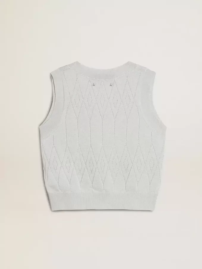 Ärmelloses Tanktop für Damen aus babyblauem Strick