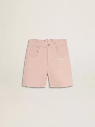 Rosa Baumwollshorts für Mädchen mit Stickerei