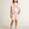 Rosa Baumwollshorts für Mädchen mit Stickerei