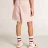 Rosa Baumwollshorts für Mädchen mit Stickerei