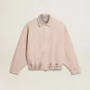 Rosa gefärbte Denim-Bomberjacke für Damen