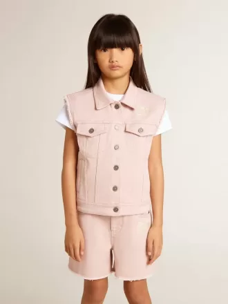 Rosa Jeansweste für Mädchen