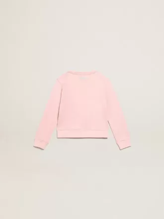 Rosa Sweatshirt mit großem Stern in silbernem Glitzer auf der Vorderseite