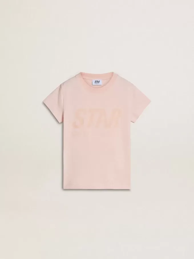 Rosa T-Shirt für Mädchen mit rosa Aufdruck auf der Vorderseite