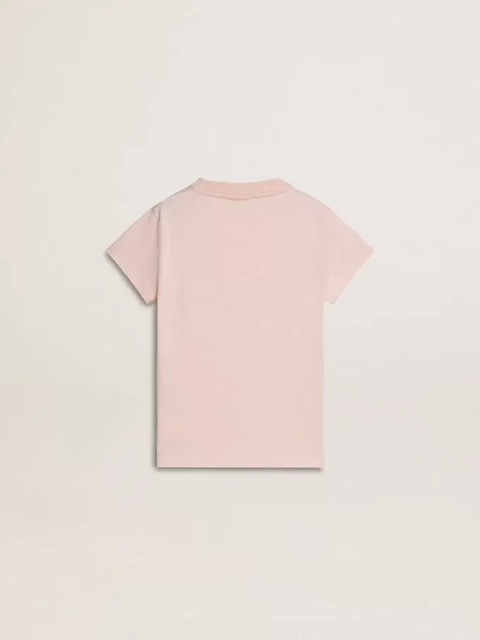 Rosa T-Shirt für Mädchen mit rosa Aufdruck auf der Vorderseite