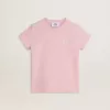 Rosa T-Shirt für Mädchen mit silbernem Glitzerlogo und Maxi-Stern Rosa T-Shirt für Mädchen mit silbernem Glitzerlogo und Maxi-Stern