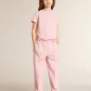 Rosa T-Shirt für Mädchen mit silbernem Glitzerlogo und Maxi-Stern Rosa T-Shirt für Mädchen mit silbernem Glitzerlogo und Maxi-Stern