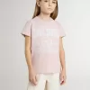 Rosa T-Shirt für Mädchen mit weißem Aufdruck Rosa T-Shirt für Mädchen mit weißem Aufdruck