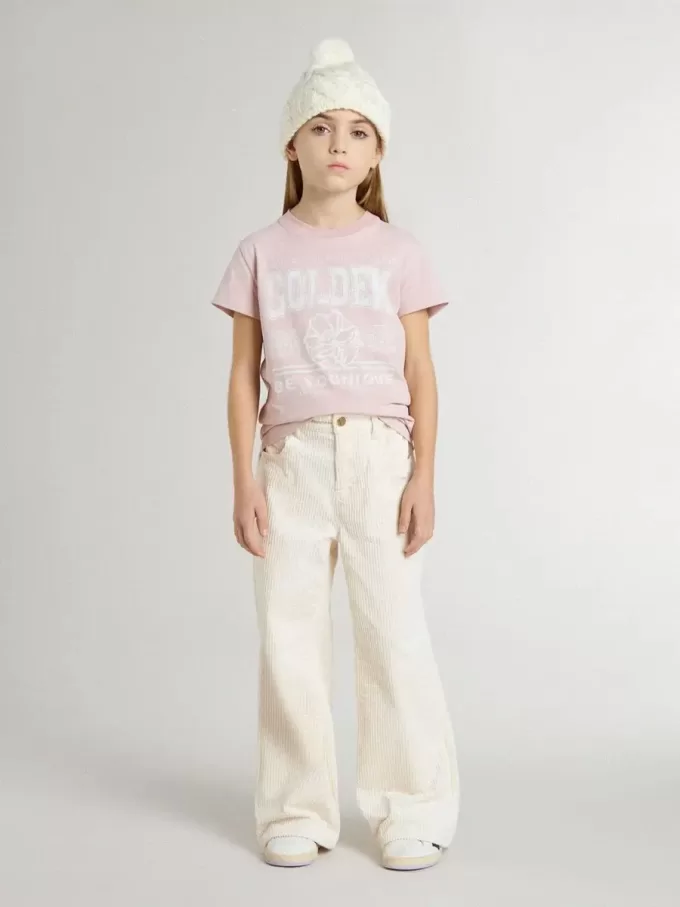 Rosa T-Shirt für Mädchen mit weißem Aufdruck Rosa T-Shirt für Mädchen mit weißem Aufdruck