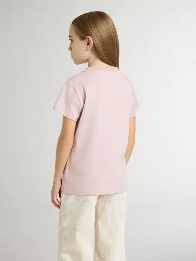 Rosa T-Shirt für Mädchen mit weißem Aufdruck Rosa T-Shirt für Mädchen mit weißem Aufdruck