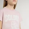 Rosa T-Shirt für Mädchen mit weißem Aufdruck Rosa T-Shirt für Mädchen mit weißem Aufdruck