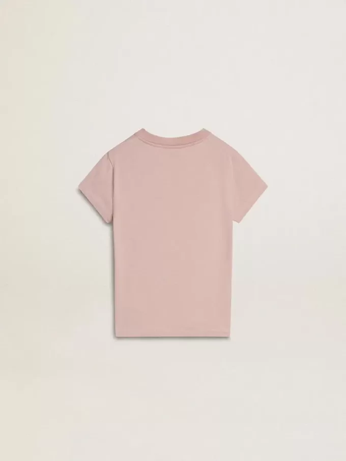 Rosa T-Shirt für Mädchen mit weißem Aufdruck Rosa T-Shirt für Mädchen mit weißem Aufdruck