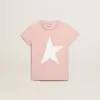 Rosa T-Shirt für Mädchen mit weißem Logo und Maxi-Stern Rosa T-Shirt für Mädchen mit weißem Logo und Maxi-Stern
