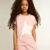 Rosa T-Shirt für Mädchen mit weißem Logo und Maxi-Stern Rosa T-Shirt für Mädchen mit weißem Logo und Maxi-Stern