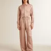 Rosa Viskose-Bluse für Damen mit Blumenmuster