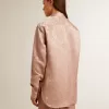 Rosa Viskose-Bluse für Damen mit Blumenmuster