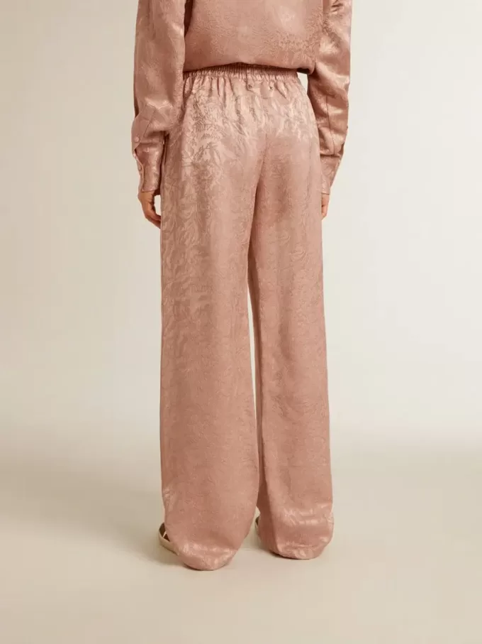 Rosa Viskosehose für Damen mit Blumenmuster