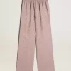 Rosa Viskosehose für Damen mit Blumenmuster