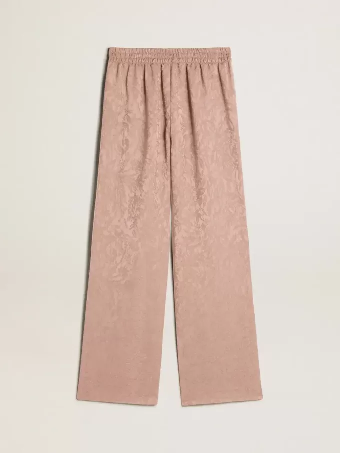 Rosa Viskosehose für Damen mit Blumenmuster