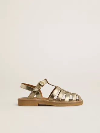 Sandalen „Young Maxime” aus goldfarbenem Metallic-Leder