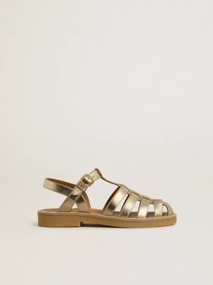 Sandalen „Young Maxime” aus goldfarbenem Metallic-Leder