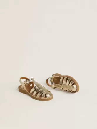 Sandalen „Young Maxime” aus goldfarbenem Metallic-Leder