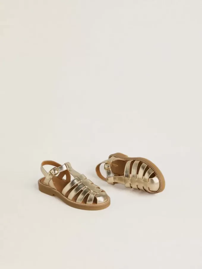 Sandalen „Young Maxime” aus goldfarbenem Metallic-Leder