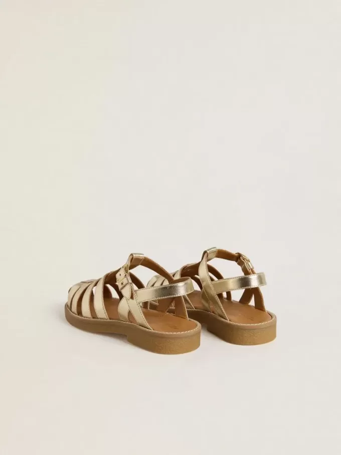 Sandalen „Young Maxime” aus goldfarbenem Metallic-Leder
