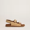 Sandalen „Young Noa” aus beigem Raffiabast und braunem Leder