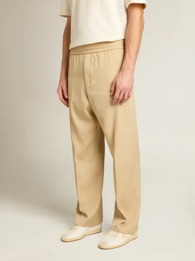 Sandfarbene Jogginghose für Herren mit Tasche auf der Rückseite Sandfarbene Jogginghose für Herren mit Tasche auf der Rückseite