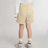 Sandfarbene Shorts für Mädchen mit gesticktem Logo