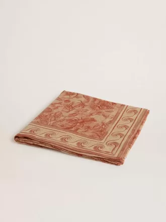 Sarong aus Baumwollvoile mit Allover-Print in Weiß und Ziegelrot