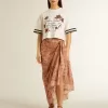 Sarong aus Baumwollvoile mit Allover-Print in Weiß und Ziegelrot Sarong aus Baumwollvoile mit Allover-Print in Weiß und Ziegelrot