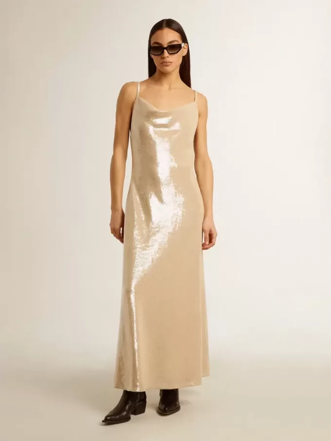 Schlafkleid aus pergamentfarbenen Pailletten