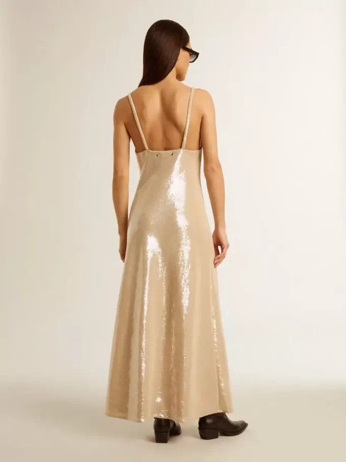 Schlafkleid aus pergamentfarbenen Pailletten