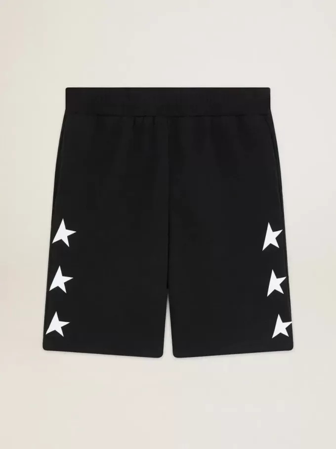 Schwarze Bermudashorts für Herren mit weißen Sternen