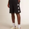 Schwarze Bermudashorts für Herren mit weißen Sternen