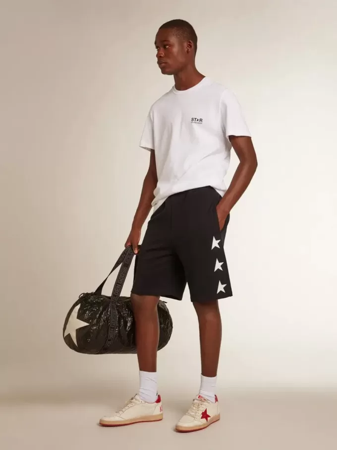 Schwarze Bermudashorts für Herren mit weißen Sternen