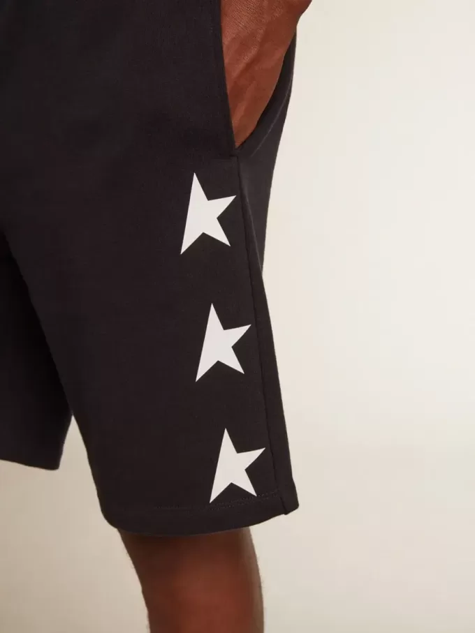 Schwarze Bermudashorts für Herren mit weißen Sternen