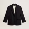 Schwarze Blazerjacke aus Wollmischung für Damen Schwarze Blazerjacke aus Wollmischung für Damen