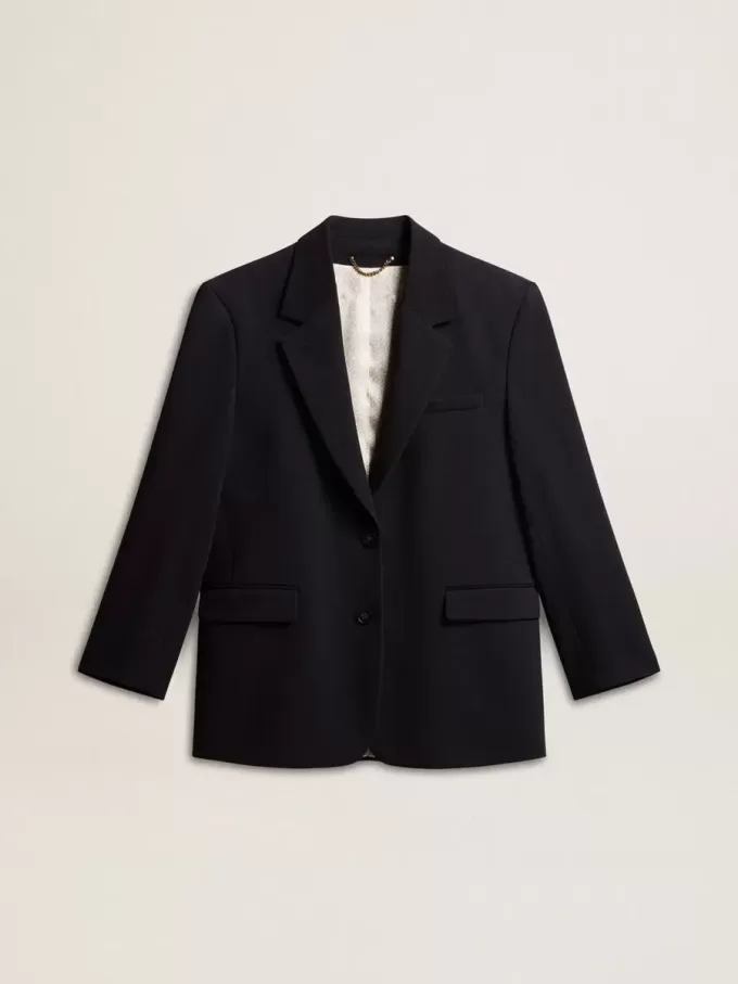 Schwarze Blazerjacke aus Wollmischung für Damen Schwarze Blazerjacke aus Wollmischung für Damen