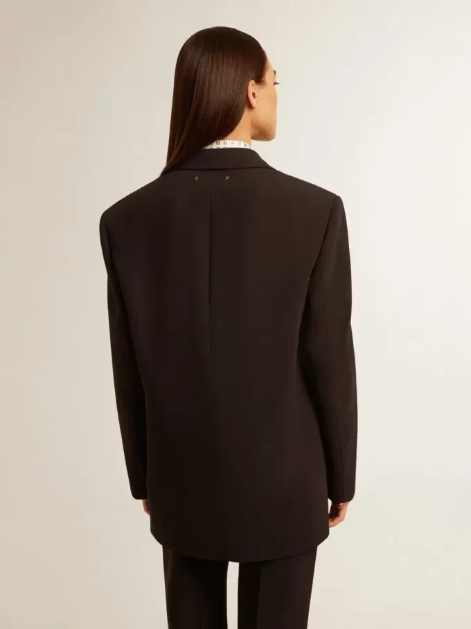 Schwarze Blazerjacke aus Wollmischung für Damen Schwarze Blazerjacke aus Wollmischung für Damen