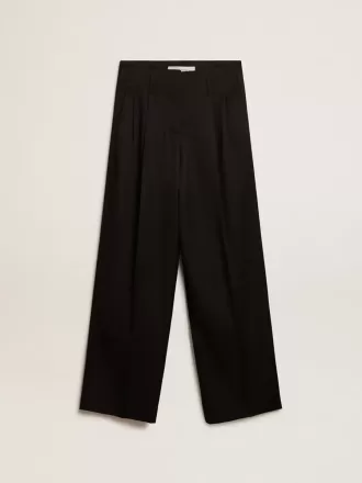 Schwarze Damenhose aus Wollgabardine