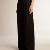 Schwarze Damenhose aus Wollgabardine