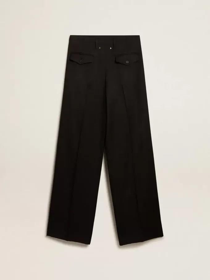 Schwarze Damenhose aus Wollgabardine