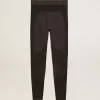 Schwarze Damenleggings mit gemischten Nähten