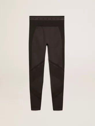 Schwarze Damenleggings mit gemischten Nähten